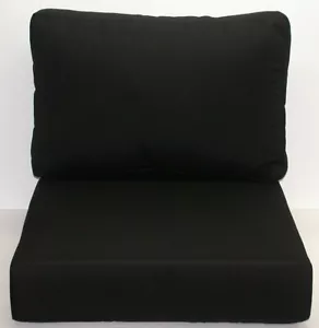 Sunbrella® Outdoor Deep Seat Cushions ~ Canvas Black ~ 26x17x5 / 25.5x26x6 NEW - Picture 1 of 3