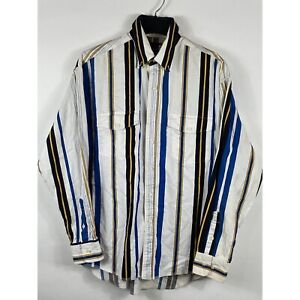 Vintage Wrangler Vertical Stripes Button Down L/S Western Shirt Multicolor L D63