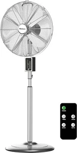 Holmes 16" Digital Oscillating Metal Stand Fan, 3 Speeds, Remote Control, Chrome - Picture 1 of 7