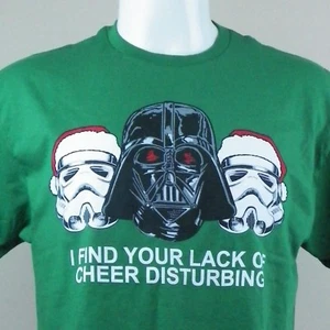 Star Wars Large Christmas T-Shirt Darth Vadar Storm Troopers Santa Hat New - Picture 1 of 4