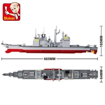 MOC Building Blocks WW2 NAVY Cruiser Warship Bricks Model Kids DIY Toys - Image 1 of 4