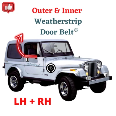 CONJUNTO Sello Cinturón Puerta Ventana Exterior Interior Jeep CJ7 CJ8 Foto 1 de 4