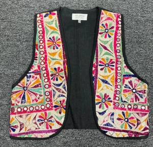 Chaleco Espejos Bordados Étnico Boho DE COLECCIÓN Talla XS/S 32 Pin Rueda Hecho en India - Imagen 1 de 6