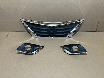 NEW for 2015-2019 NISSAN VERSA Front Bumper Upper Grille & Fog Light Bezels - Image 1 of 3