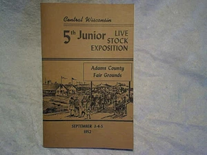 1952 CENTRAL WISCONSIN JUNIOR LIVE STOCK AUSSTELLUNG BROSCHÜRE Adams County Messe - Bild 1 von 9
