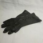 Damskie czarne skórzane rękawiczki - Alexette Bacmo, rozmiar 6 - 9" - EUC