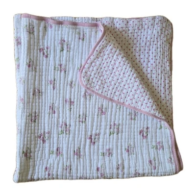Aden Anais Muslin Dream Thick Quilted Floral Stars Reversible Baby Blanket Pink - Image 1 of 4