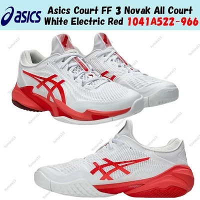 Asics Court FF 3 Novak All Court Bianco Rosso Elettrico 1041A522-966 Taglia Uomo - Immagine 1 di 4