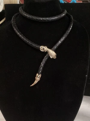 CINTURÓN SERPIENTE MALLA NEGRA Y DORADA MUY RARO VINTAGE AUTÉNTICO SIGNO WHITING & DAVIS SIN RESERVA Foto 1 de 4