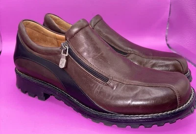 Mocasines Donald J Pliner para mujer 7,5 M UZIP cuero marrón cremallera punta cerrada (0608) Foto 1 de 4