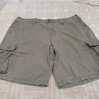 Pantalones Cortos Hombre Perry Ellis Carga Beige Mezcla de Lino Talla 40” Cordones Cremallera Foto 1 de 4