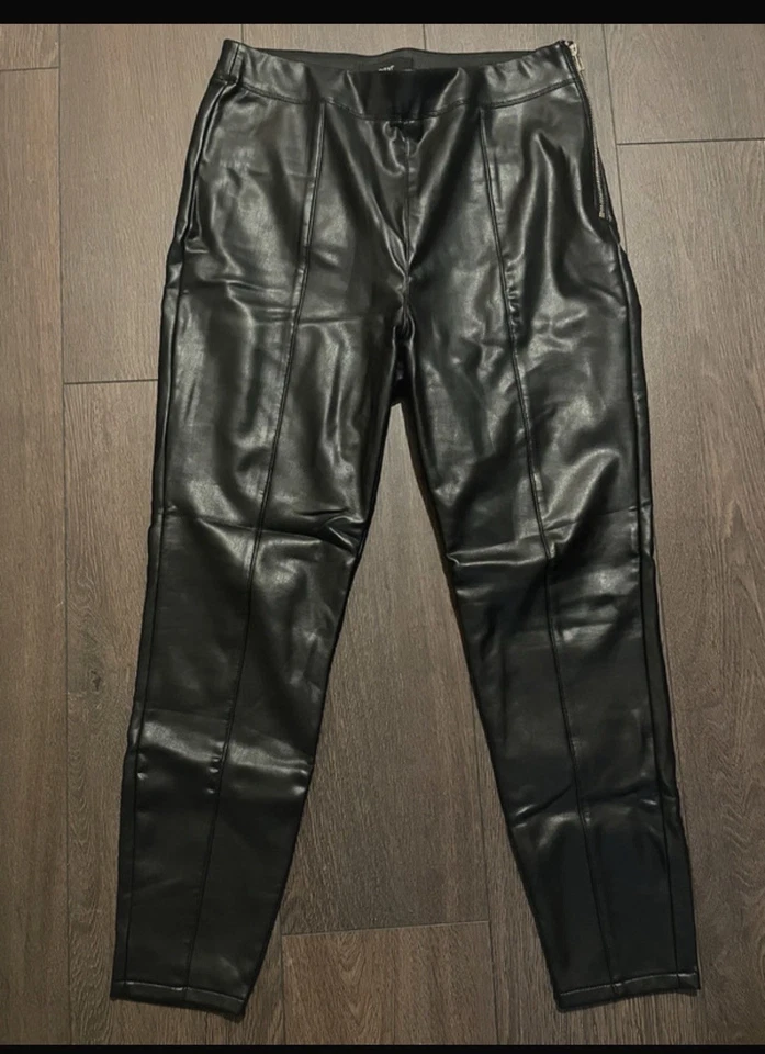 Next Black Faux Leather Trousers - Size 14 - Image 1 of 2
