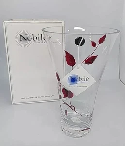 Nobile Art Glass Handmade Flared Ruby Leaf Vase New/Boxed 28.5cm High Moi Unique - Picture 1 of 16