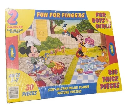 Rompecabezas de bandeja con incrustaciones sellados vintage Jaymar Walt Disney Co Mickey and Friends (2) Foto 1 de 3
