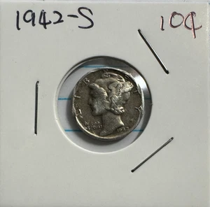 1942-S 10C Mercury Silver Dime - US Silver Coin - Picture 1 of 3