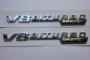 2 x V8 Biturbo 4MATIC+ Silver Badge Emblem 2100mm x 27mm with adhesive - Bild 1 von 5
