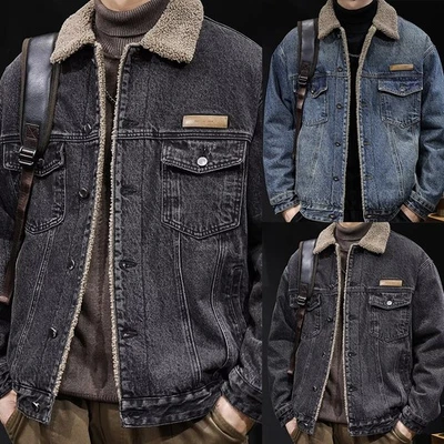 Thermal Coat Mens Fleece Jacket Workwear Jacket Long Sleeve Solid Pattern - Image 1 of 4