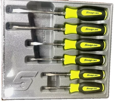 *NEW* Snap On 6pc Combination Instinct Yellow SoftGrip Screwdriver Set SGDX60BHV - Image 1 of 3