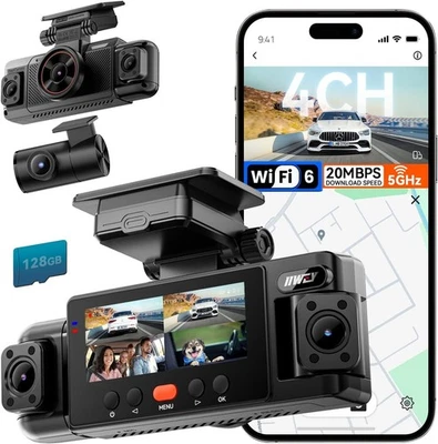 IIWEY N6 1080P x 4 Cameras 360° View Front Rear & Side. Wifi & App, GPS G-Sensor - Image 1 of 4