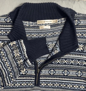Maglione Peter Millar Uomo 2XL Blu Misto Cotone Lana Invernale Natale1/4 DIFETTO - Foto 1 di 7