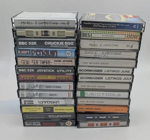 Job lot 26 cassettes cassettes vintage BBC Micro ordinateur jeux / utilitaires / couverture - Photo 1/1
