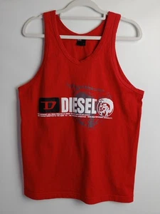 Diesel Men's Tank Top Muscle Singlet Cotton Red Size Small - Picture 1 of 21