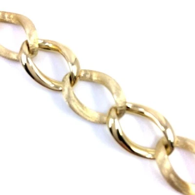 14K Yellow Gold Curb Hollow Chain Satin Bracelet | Italian Handmade Design - Image 1 of 4