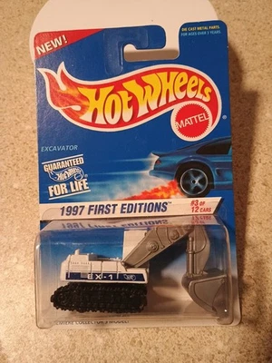 Hot Wheels 1997 первое издание экскаватор белый с серой стрелой и черными гусеницами - Изображение 1 из 2