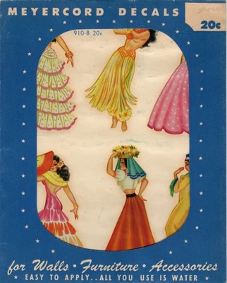 Calcomanía vintage Meyercord 910-B mujeres bailarinas flamenco hula Foto 1 de 3