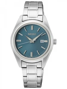 Seiko Damenuhr CLASSIQUE Edelstahl Silberfarben/Türkis mit Gliederband 30 MM Dat - Bild 1 von 1