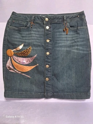 Skirt So Pretty Denim  Tommy Hilfiger Size 12 Intervened With  Leather  - Image 1 of 4