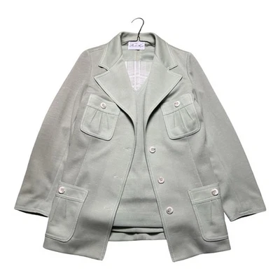 Traje de Ocio Vintage Años 70 Verde Pistacho Mujer Chaqueta Pantalón Cuello Chaleco Discoteca 12 Foto 1 de 4