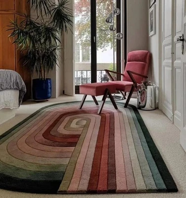 Irregular Shaped multi color Rug Hand-Tufted Wool Rug Area Rug Home Bedroom - Image 1 of 4