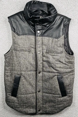 Chaleco acolchado American Stitch para hombre XL imitación cuero gris botón Foto 1 de 4