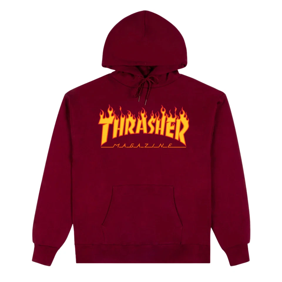 Thrasher журнал пламени логотип пуловер с капюшоном толстовка с капюшоном темно-бордовый - Изображение 1 из 1