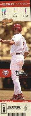 Tachuelas de boleto Fleer Authentix 2003 #10 Pat Burrell Philadelphia Phillies - casi nuevo-como nuevo Foto 1 de 2