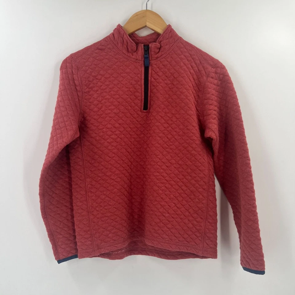 Pullover J.Crew Crewcuts para niños con cuarto de cremallera talla 10-11 L acolchado de algodón rojo desteñido Foto 1 de 4