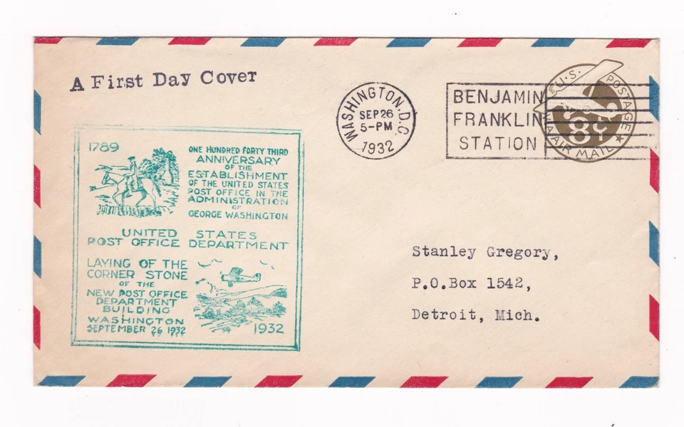 UC7 on FDC Sep 26, 1932 Unopen - Image 1 of 1