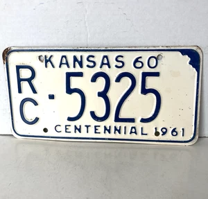 1960 Kansas License Plate 5325 Rice County RC Collector Man Cave Garage - Picture 1 of 3