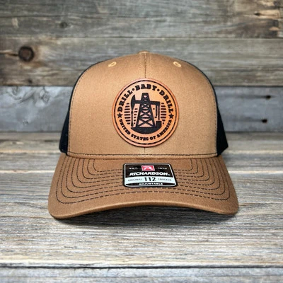 DRILL BABY DRILL EE. UU. Richardson Sombrero Parche Cuero Foto 1 de 2