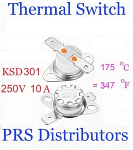 Interruptor de temperatura termostato KSD301 10A 250V 175°C 347°F interruptor de control térmico - Imagen 1 de 3