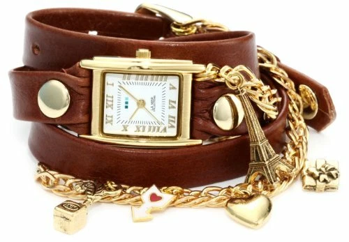 Reloj envolvente de cadena La Mer Collections Paris Charms para mujer, marrón/dorado, precio de venta sugerido por el fabricante 165 USD Foto 1 de 1