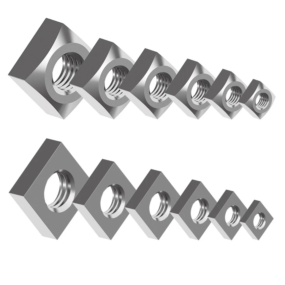 Edelstahl Vierkantmutter 557 562 M3 - M16 flach hoch Gleitmutter Gewindeplatte - Bild 1 von 1