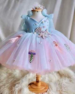 Luxury Baby Flower Dresses Arab Princess Kids Gown Girl Birthday Evening Party  - Picture 1 of 16