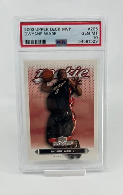 2003-04 Upper Deck MVP #205 Dwyane Wade Miami Heat RC Rookie HOF PSA 10 GEM MINT - Image 1 of 2
