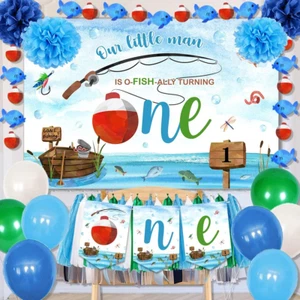 Ofishally One Birthday Decorations Gone Fishing 1St Birthday Party Supplies Our - Picture 1 of 12