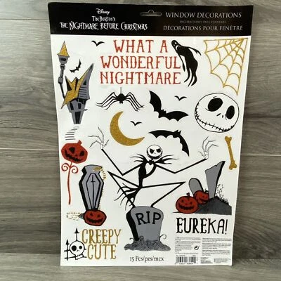 Decorações assustadoras para janela de Halloween The Nightmare Before Christmas - Imagem 1 de 4