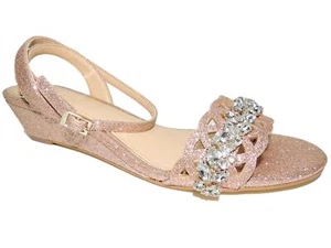 Jewel by Badgley Mischka Women's Kindle Sandals Rose Glitter Size 7.5 M - Picture 1 of 6