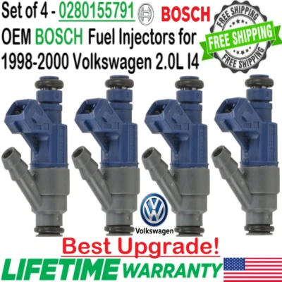 Bosch x4 OEM Best Upgrade Fuel Injectors for 1998-2000 Volkswagen Beetle 2.0L I4 Foto 1 de 4