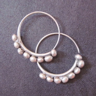 Pendientes de plata pura fina 925 joyería premium aro espiral tribal 1803 Foto 1 de 4